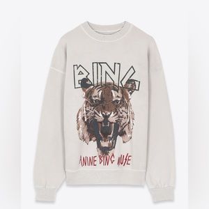 Anine Bing Tiger Sweatshirt color Stone size XS